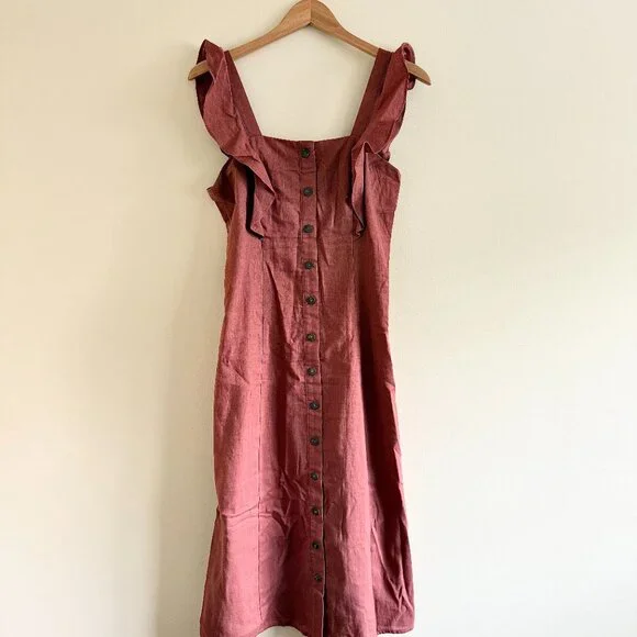 HUTCH "Ruffled Maxi Dress In Assorted-Rust Red" - Picture 4 of 6